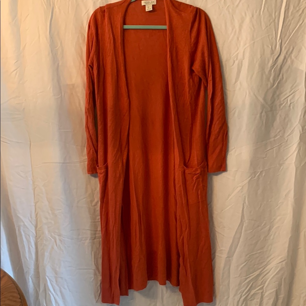 Rachel Zoe Auburn/Burnt Orange Long Sleeve Cardigan Casual Sweater